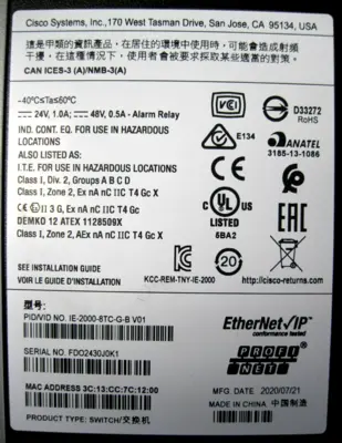 USED Cisco IE-2000-8TC-G-B V01