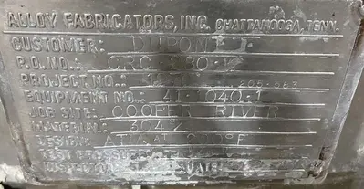 Used 1975 ALLOY FABRICATORS INC. _UNKNOWN_ Vertical Single Wall Tanks North Carolina US | DH Griffin Used Equipment #1383664