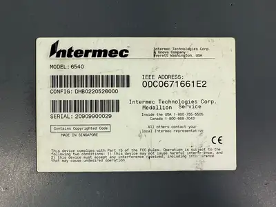 Intermec 6540 Stationary Terminal Config: DHB0220520000 (8.6.2)