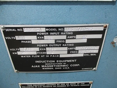 USED AJAX MAGNETHERMIC LPS-3/10-25