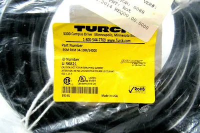 NEW TURCK RSM RKM 34-10M / S4000 CORDSET U-36821 RSMRKM3410MS4000