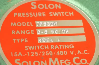 NEW SOLON MFG, 7PS3DW PRESSURE SWITCH