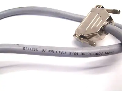 D-Sub 25 Male to Female Cordset 3' Cable Gray 300V AWM Style 2464 - Used