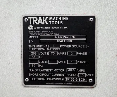 2018 SOUTHWESTERN INDUSTRIES TRAK 2470RX CNC, Turning Center | Machinery Central (8)