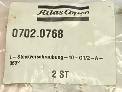 0702.0768 | Atlas Copco  Plug-In L Fitting 10-G1/2-A-360 LOT OF 2 - New Other