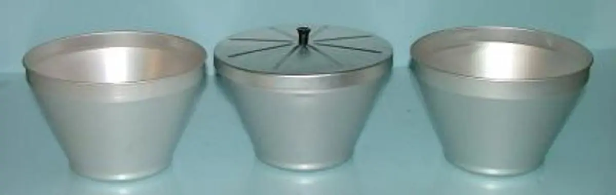 QTY. 3. ALUMINUM CONTAINERS 8 1/2" WIDE 6" INCH DE...
