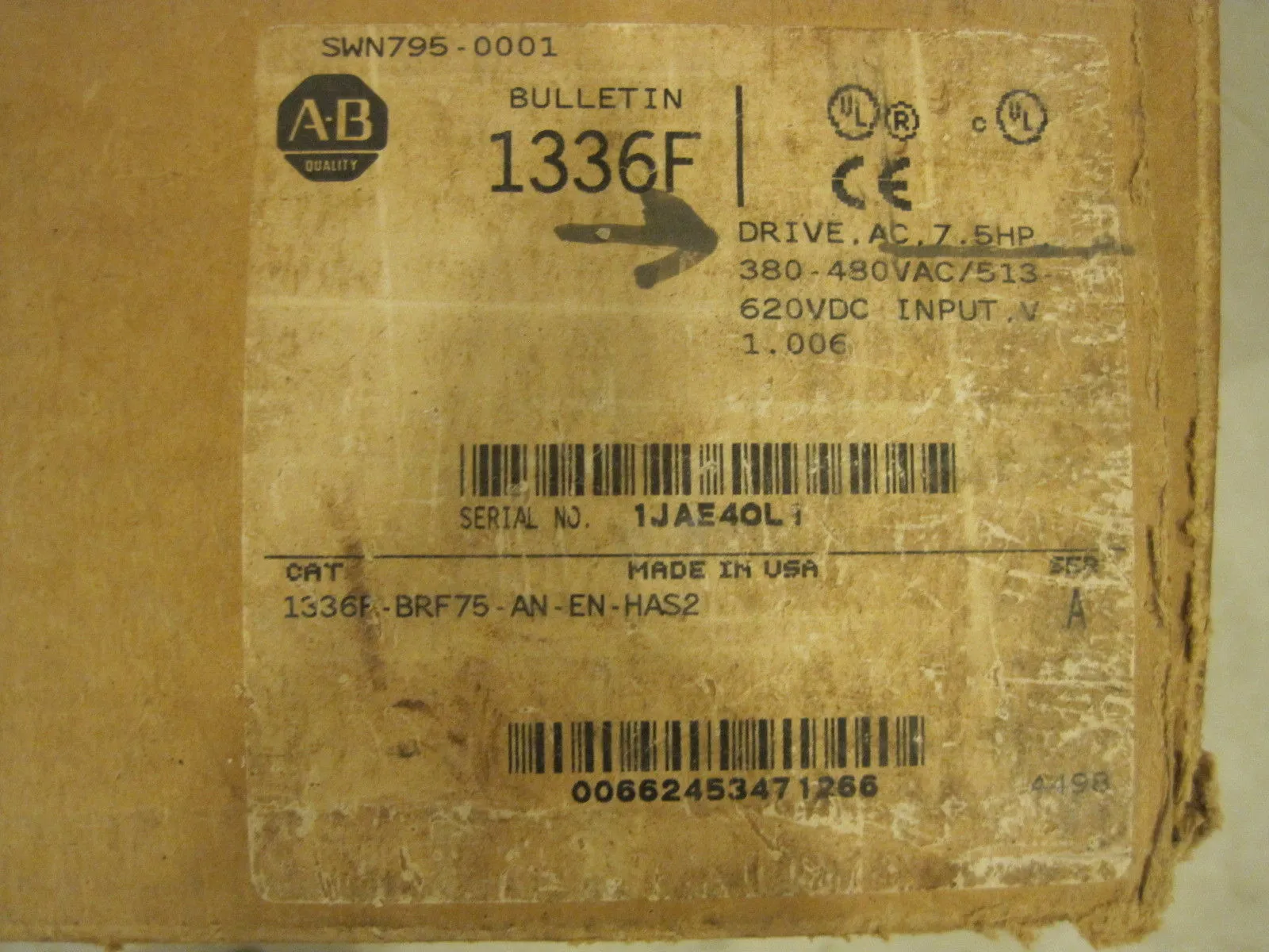 NEW ALLEN BRADLEY 1336F-BRF75-AN-EN-HAS2 DRIVE 7.5 HP 1336F-BRF75-AN-EN-HA