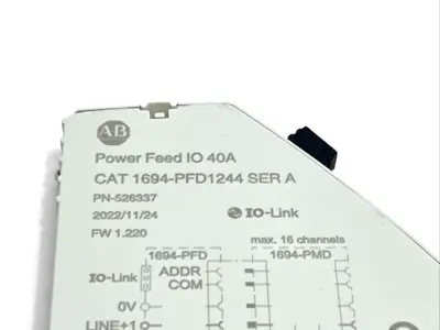New | in-Stock Allen Bradley Ser. A Power Feed Module IO-Link 40A 24VDC PLC Power Supplies Michigan US | Maverick Industrial Sales #1392274