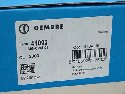 41092 | Cembre  Terminal Marker Tag MG-CPM-01 QTY OF 2000 - New