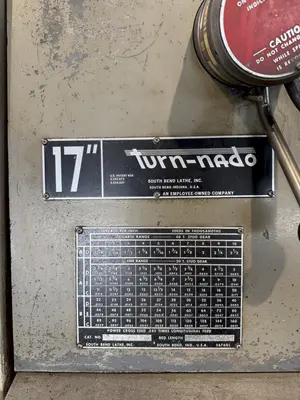 USED Southbend 17 TURN-NADO
