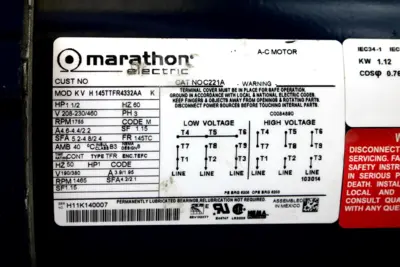 USED MARATHON ELECTRIC KVH 145TTFR4332AA