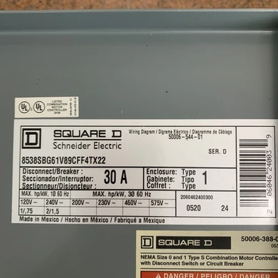 NEW Square D 8538SBG61V89CFF4TX22