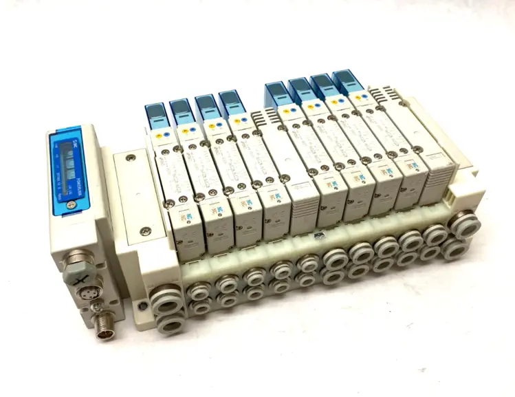 Used SMC ETHERNET POWERLNK MANIFOLD ASSEMBLY, SY5A00-5U1-X350 VALVES Parts (Hydraulics and Pneumatics) | Maverick Industrial Sales #1104562