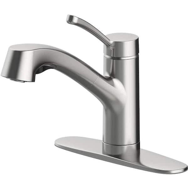 New Glacier Bay McKenna Single Handle Pull Out Sprayer Kitchen Faucet in Stainless Steel with Turbo Spray and FastMount