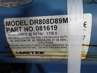 Used AMETEK DR808D89MXA Vacuum Pumps Ohio US | HGR 24 #727062