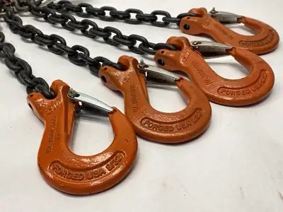 John Sakash 4-Leg Chain Sling 9/32 Hooks 4-QOS Grade 80 - Used