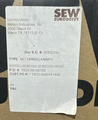 New | in-Stock SEW EURODRIVE S67 DRN90L4/MM15 Misc Electrical & Power Parts Indiana US | J&J Industrial Supply #1293457