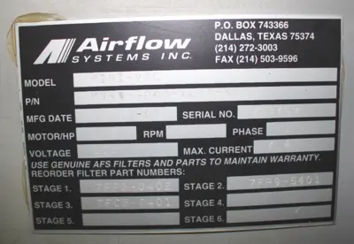 USED AIRFLOW SYSTEMS MV66-2P95-1CXX-XX2A