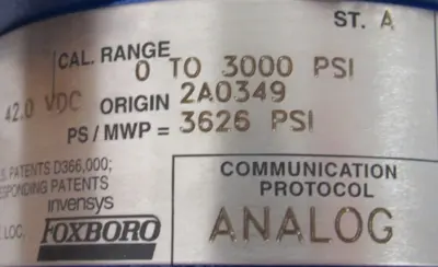 NEW FOXBORO IPG20-A22E21F PRESSURE TRANSMITTER 0-3000 PSI IPG20A22E21F