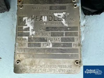 USED Pfaudler 100 Gal Pfaudler Glass Lined Reactor, 150/125#
