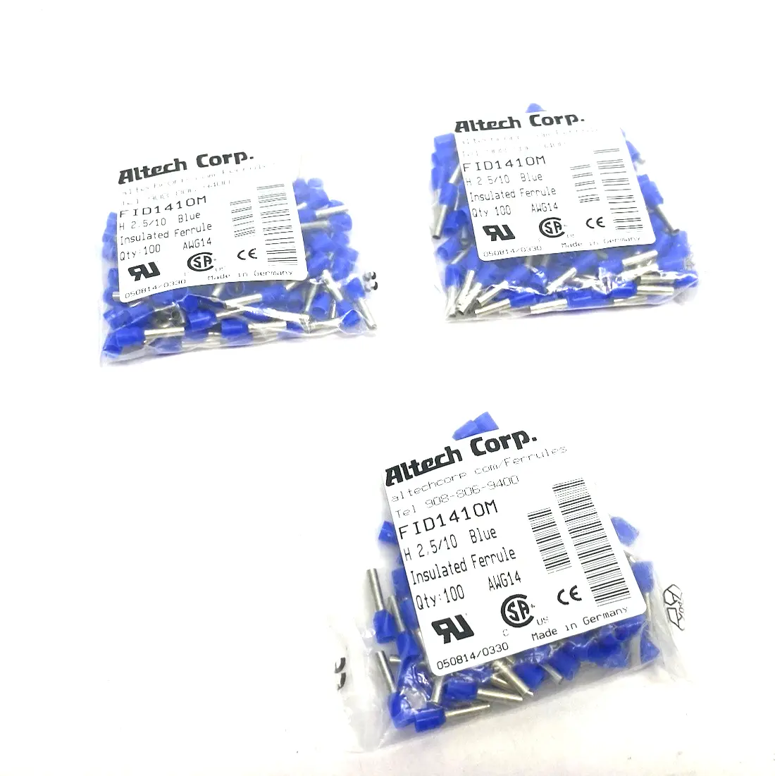 New | in-Stock Altech Crimp Ferrule Terminals 14AWG/2.5sqmm PACK OF 100, LOT OF 3 Electrical Fittings Michigan US | Maverick Industrial Sales #1390895