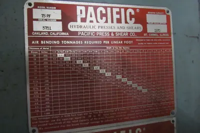 USED PACIFIC 75 PF PRESSFORMER