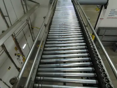 Automotion 30"x 24' V-Belt End Drive Skew Bed Roller Conveyor 3/4Hp 460V 170FPM
