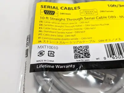 NEW STARTECH STRAIGHT THROUGH SERIAL CABLE DB9-M/F