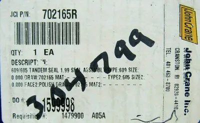 NEW JOHN CRANE 702165R TANDEM SEAL TYPE 609/605 SIZE 2