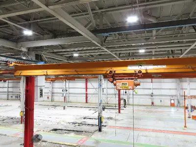 Cleveland Tramrail P&H 2 Ton Single Girder Underhung Bridge Crane 45' 10" Span