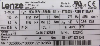 NEW LENZE MCS06F41LRS0B0-B11N-ST5S00N-R28U ST.STARR SERVO MOTOR