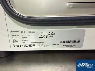 Used BINDER _UNKNOWN_ Dryers Ohio US | Federal Equipment Company #1370904