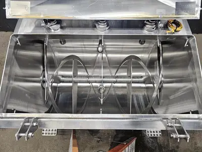 Used Feldmeier Ribbon Blender, 50 Cubic Feet, 304 Stainless Steel