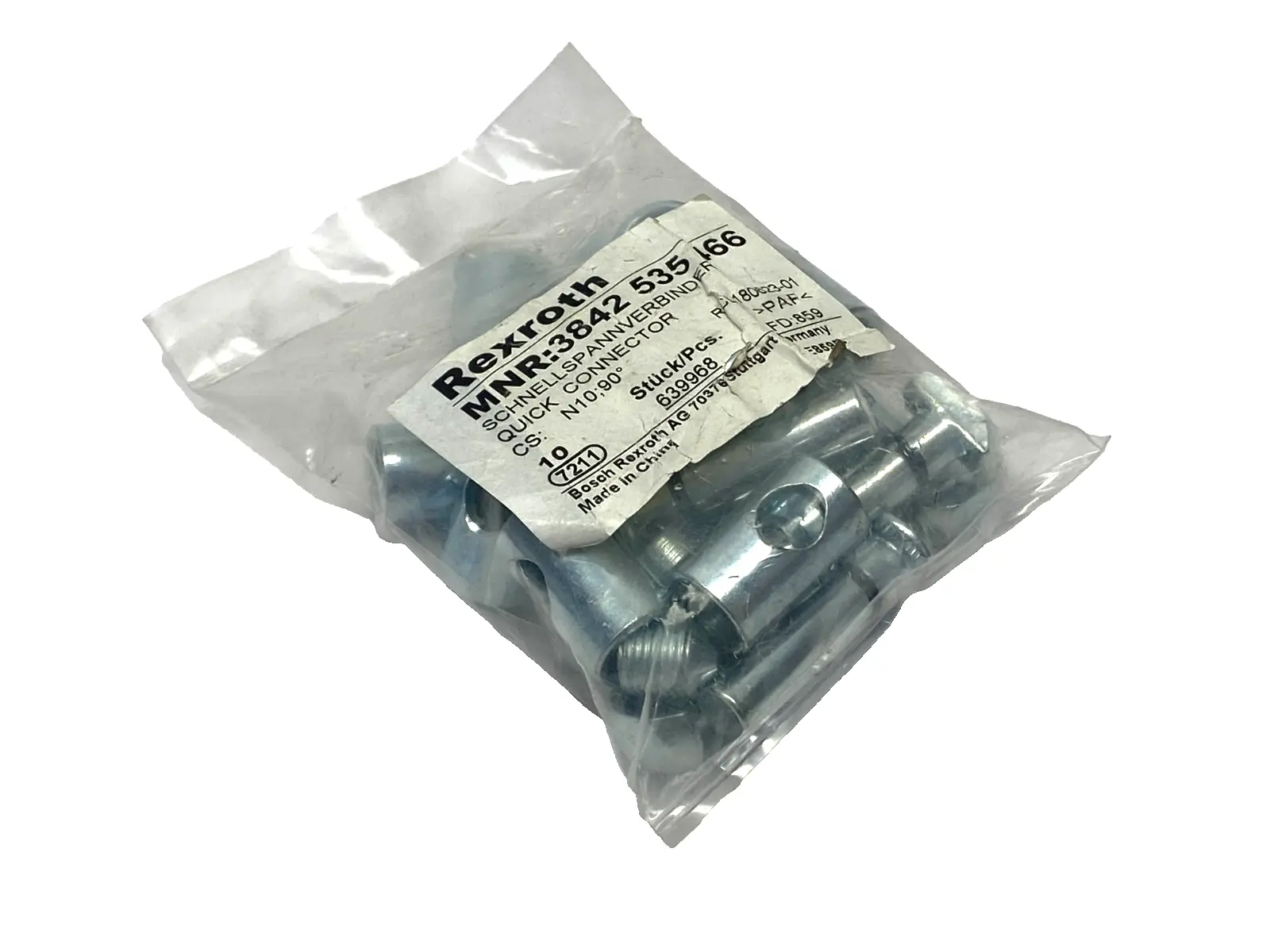 New | in-Stock Rexroth Quick Connector, Galvanized N10, 90° Steel, PACK OF 10 Misc Fasteners Michigan US | Maverick Industrial Sales #1419267