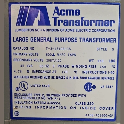 45kVA Acme Transformer