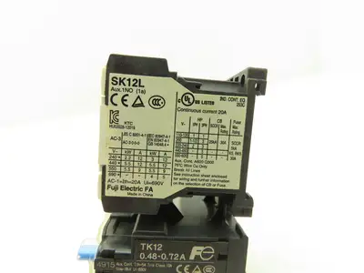 Fuji SK12L Motor Starter Contactor 5.5kW 600V TK12W & Thermal Overload .48-0.72A