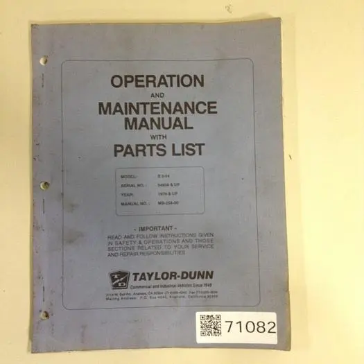 Used TAYLOR DUNN MB-254-00 Manuals Michigan US | Ideal Machinery #573135