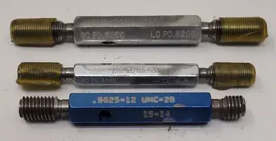 GO/NO GO PLUG GAUGE SET (3) - 9/16-18 UNC 2A, 1/2-20 UNF 2A, .5625-12 UNC-2B
