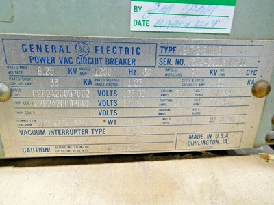 Used GE VB 7.2-500-3 Circuit Breakers Ohio US | Equipment Recovery Corp. #1331719