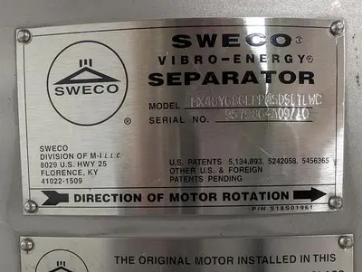 Sweco model MX48Y686EPP4SDSETLWC  48" diameter single deck sifter (base only)