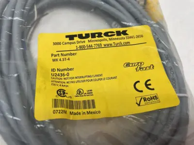 NEW TURCK EUROFAST SINGLE END RT ANGLE CORDSET