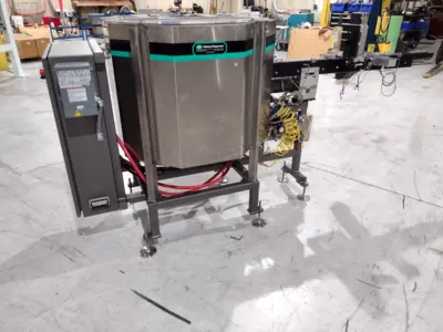 Used Shibuya Hoppmann Centrifugal Vial Feed System & Pre-Feed Elevator Bottle Feed Hopper Elevator Michigan US | Maverick Industrial Sales #1390580
