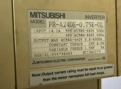 USED MITSUBISHI ELECTRIC FR-A240E-0.75K-UL