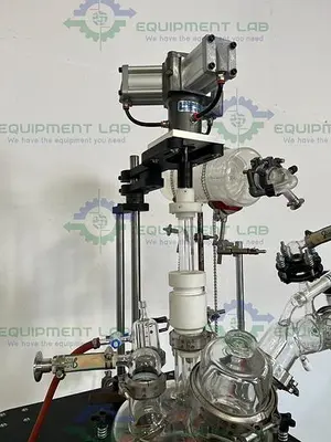 USED PRISM RESEARCH 20 LITER GLASS JACKETED REACTOR W/ 22 LITER COLLECTION FLASK