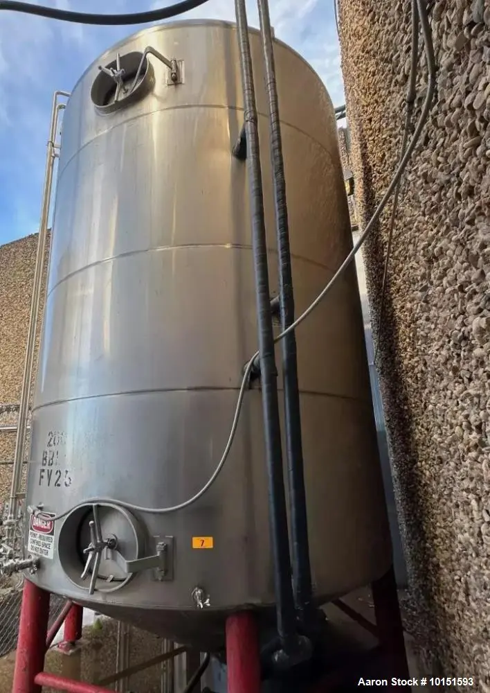 Used 8,400 Gallon (200 BBL) Stainless Steel Jacketed Tank – Cone Bottom Fermentation & Storage Vessel with CIP