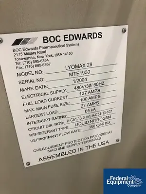 USED BOC Edwards 300 Sq Ft BOC Edwards Freeze Dryer, Model Lyomax 28