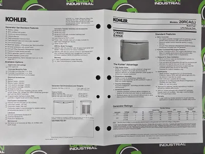 NEW 2021 20 KW Enclosed Kohler 20RCAL Natural Gas Propane Generator 240V 1Phase