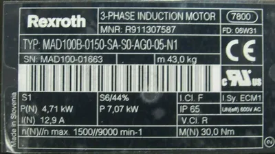 NEW REXROTH MAD100B-0150-SA-S0-AG0-05-N1 SERVO MOTOR R911307587