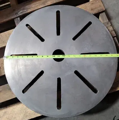 D1-6 LATHE FACE PLATE – 22” OVERALL DIAMETER, 2-1/2” THROUGH HOLE, D1-6 MOUNT, 6 PINS