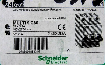 NEW SCHNEIDER ELECTRIC 24532 SUPPLEMENTARY PROTECTOR MULTI 9 C60 MG24532